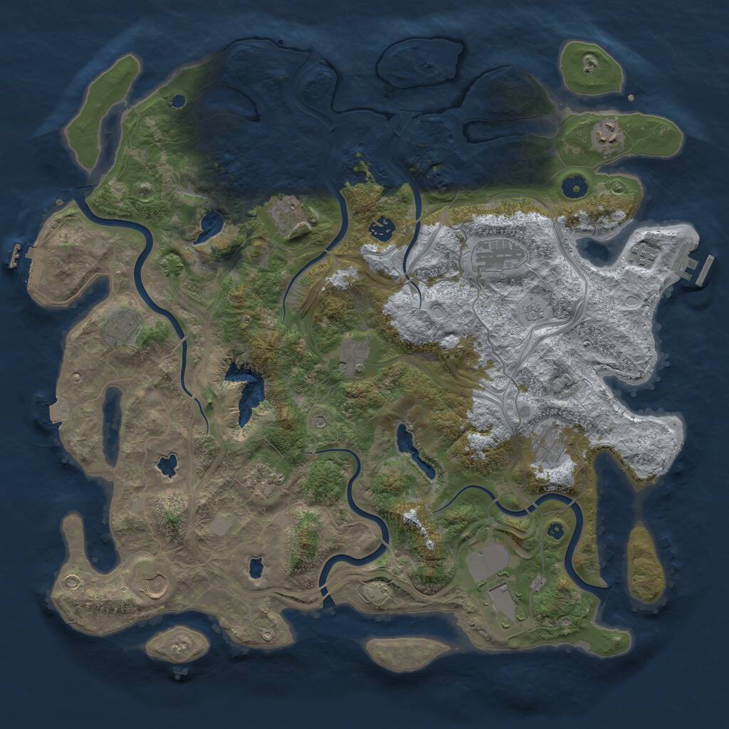 Rust Map: Procedural Map, Size: 4500, Seed: 849539034, 17 Monuments