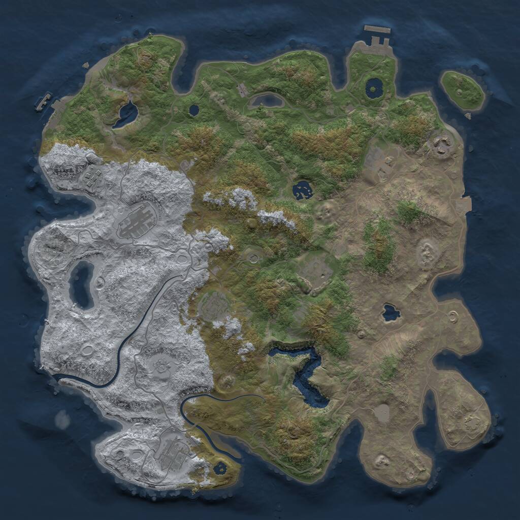 Rust Map: Procedural Map, Size: 4000, Seed: 421876983, 14 Monuments