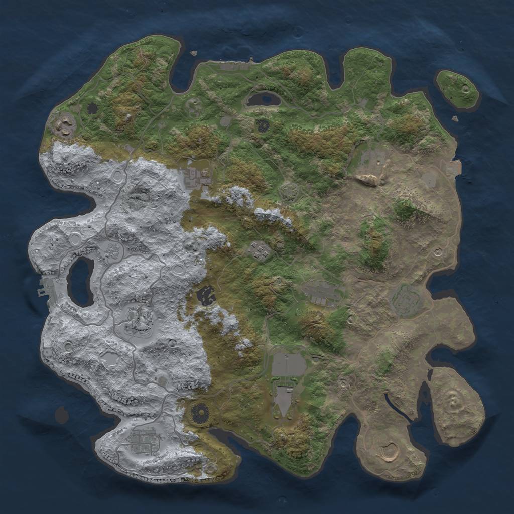 Rust Map: Procedural Map, Size: 4000, Seed: 421876983, 19 Monuments