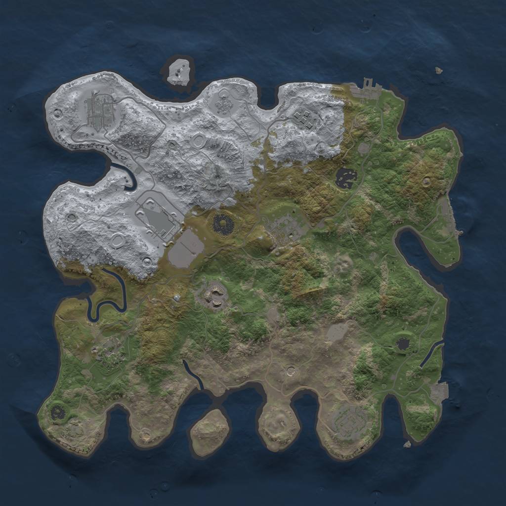 Rust Map: Procedural Map, Size: 3500, Seed: 421451515, 16 Monuments