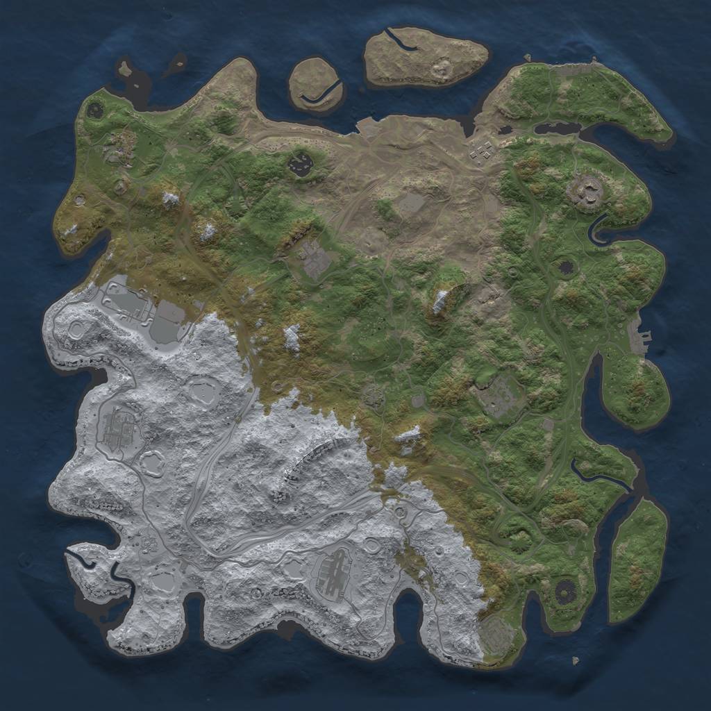 Rust Map: Procedural Map, Size: 4500, Seed: 625437051, 18 Monuments