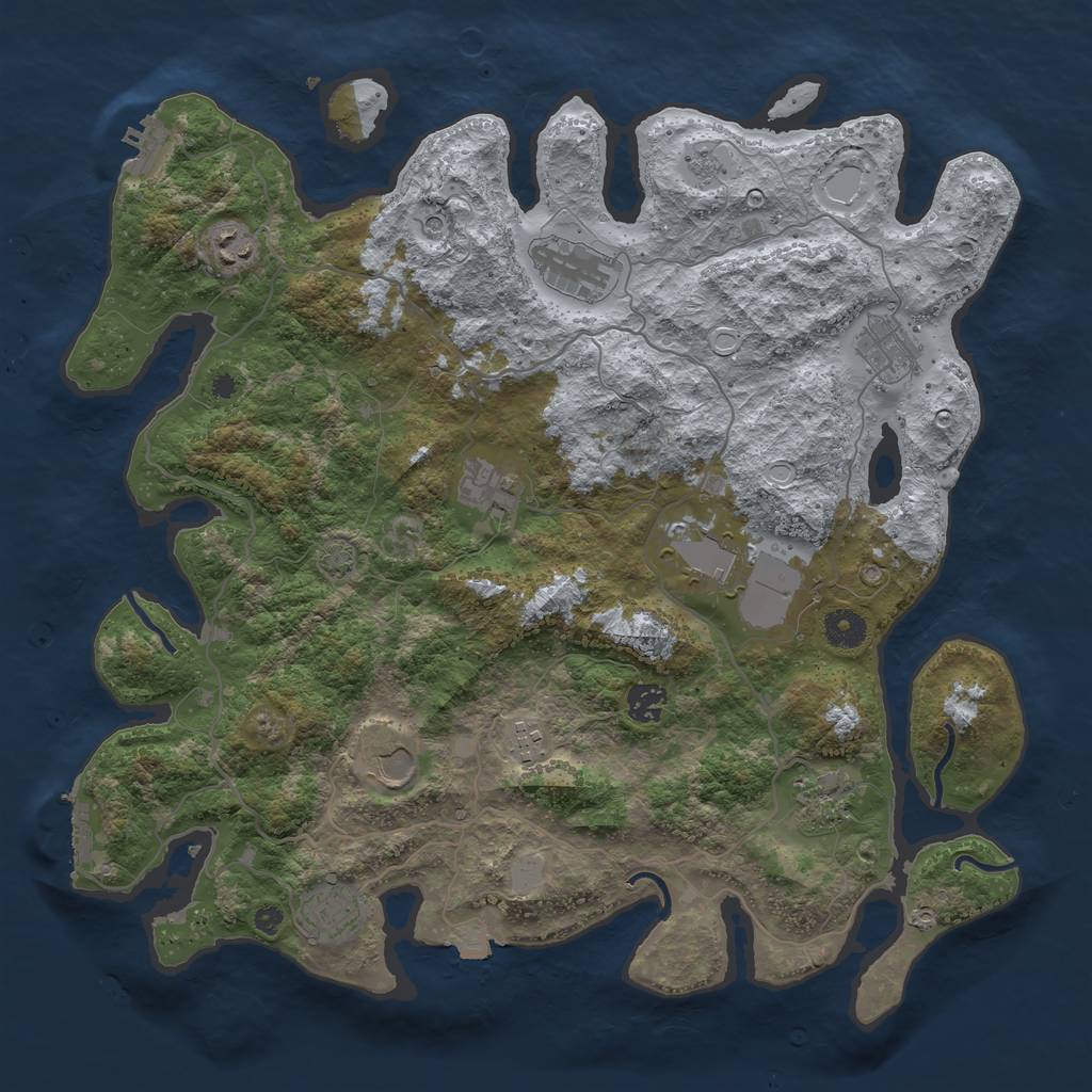 Rust Map: Procedural Map, Size: 4000, Seed: 474823898, 18 Monuments