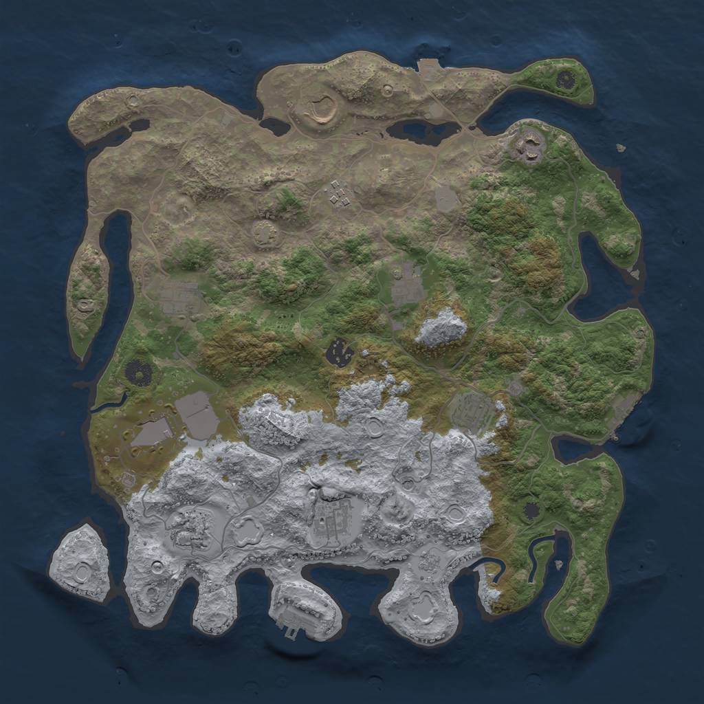 Rust Map: Procedural Map, Size: 3850, Seed: 11729111, 18 Monuments