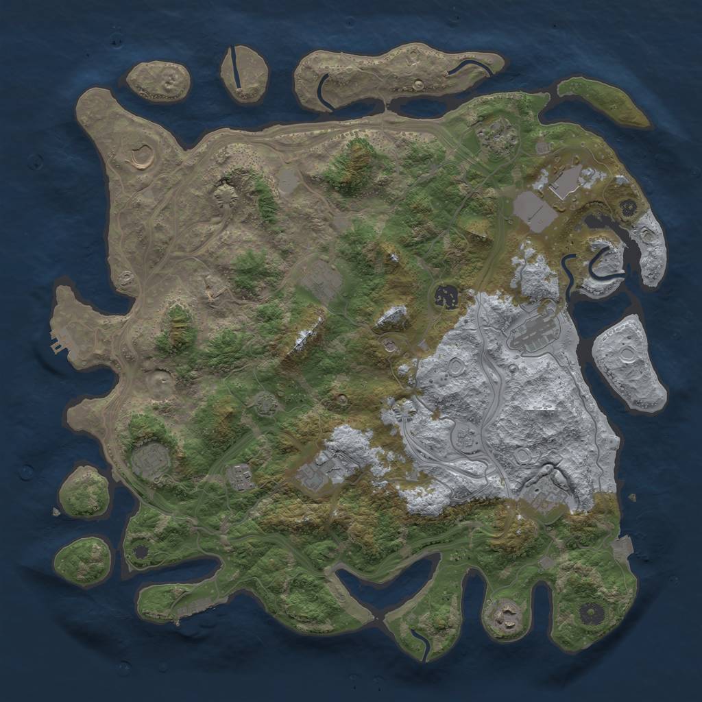 Rust Map: Procedural Map, Size: 4250, Seed: 1941784326, 19 Monuments