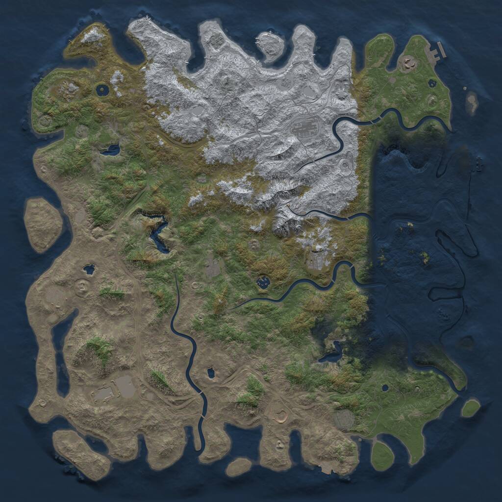 Rust Map: Procedural Map, Size: 6000, Seed: 1142886212, 17 Monuments