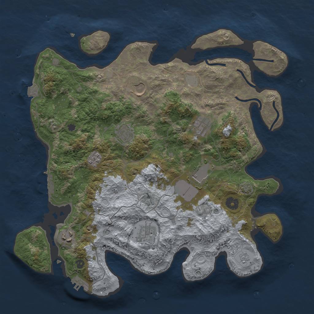 Rust Map: Procedural Map, Size: 3600, Seed: 1441885163, 15 Monuments