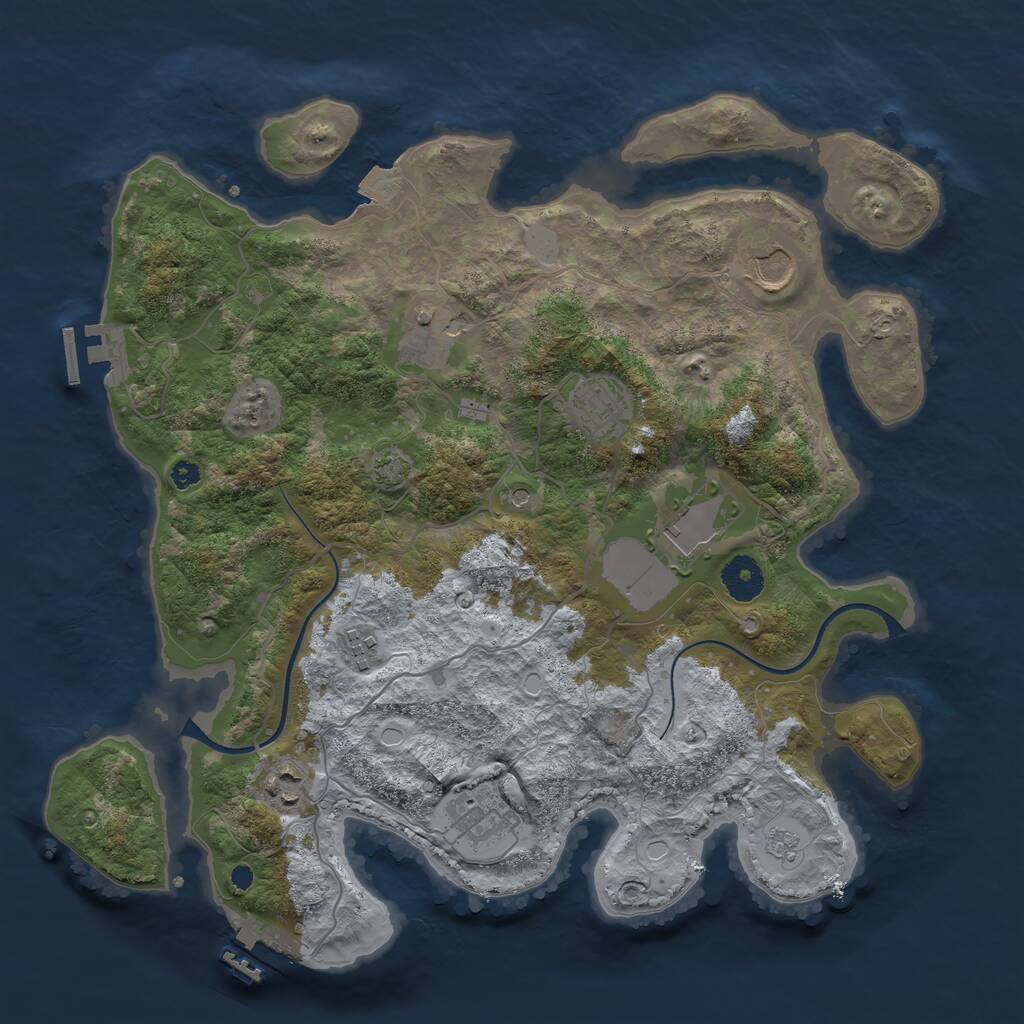 Rust Map: Procedural Map, Size: 3600, Seed: 1441885163, 13 Monuments