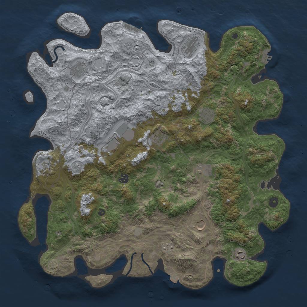 Rust Map: Procedural Map, Size: 4500, Seed: 1048076318, 19 Monuments