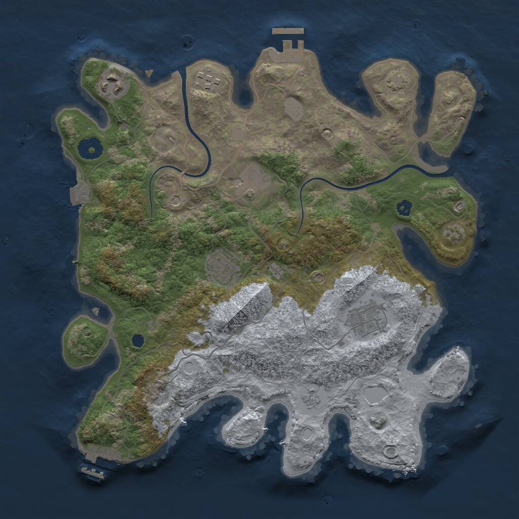 Rust Map: Procedural Map, Size: 3300, Seed: 260568151, 11 Monuments
