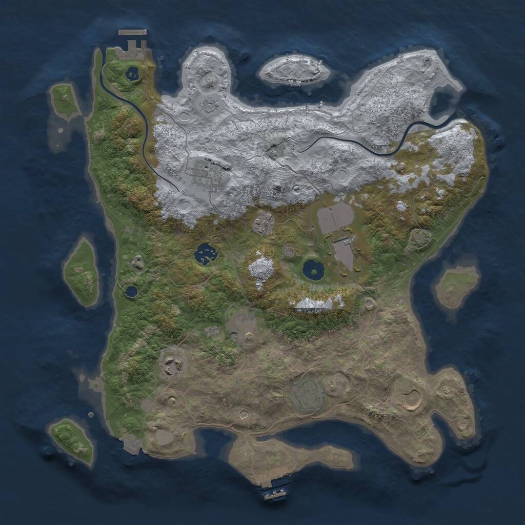 Rust Map: Procedural Map, Size: 3750, Seed: 75963680, 14 Monuments