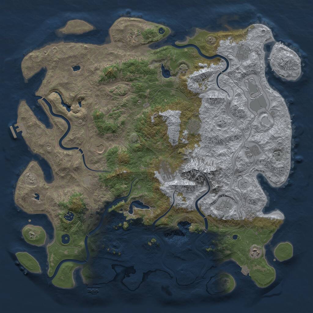 Rust Map: Procedural Map, Size: 5000, Seed: 182710842, 17 Monuments