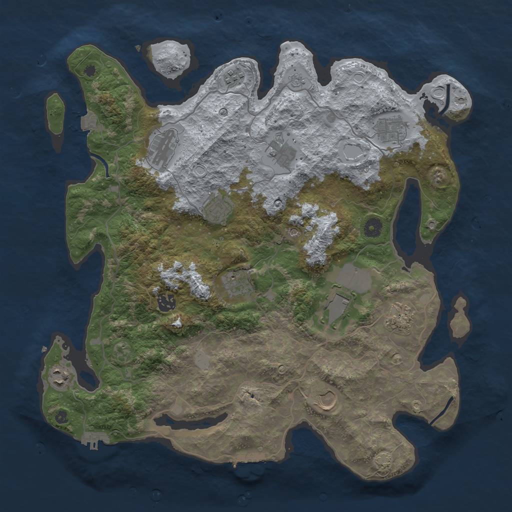 Rust Map: Procedural Map, Size: 4000, Seed: 2130882794, 19 Monuments