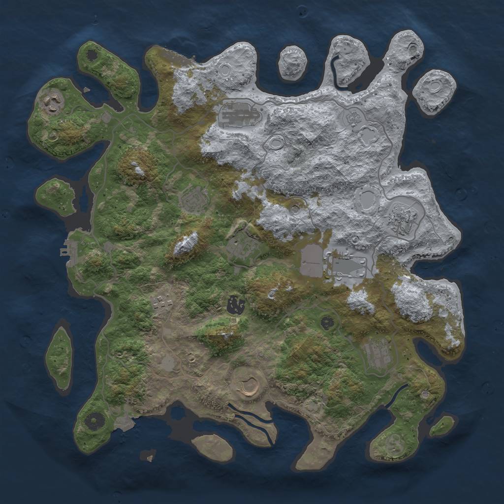 Rust Map: Procedural Map, Size: 4000, Seed: 1139224620, 18 Monuments