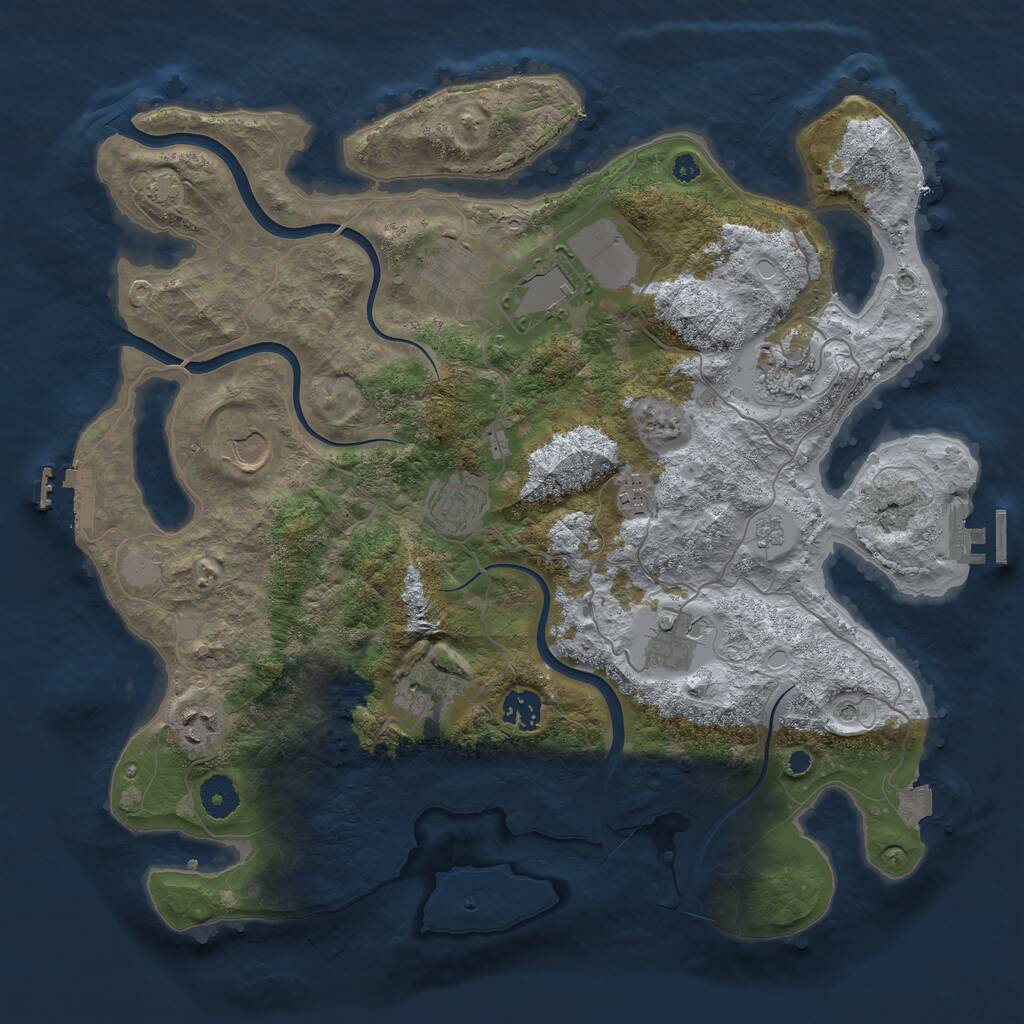 Rust Map: Procedural Map, Size: 3800, Seed: 3518624, 16 Monuments