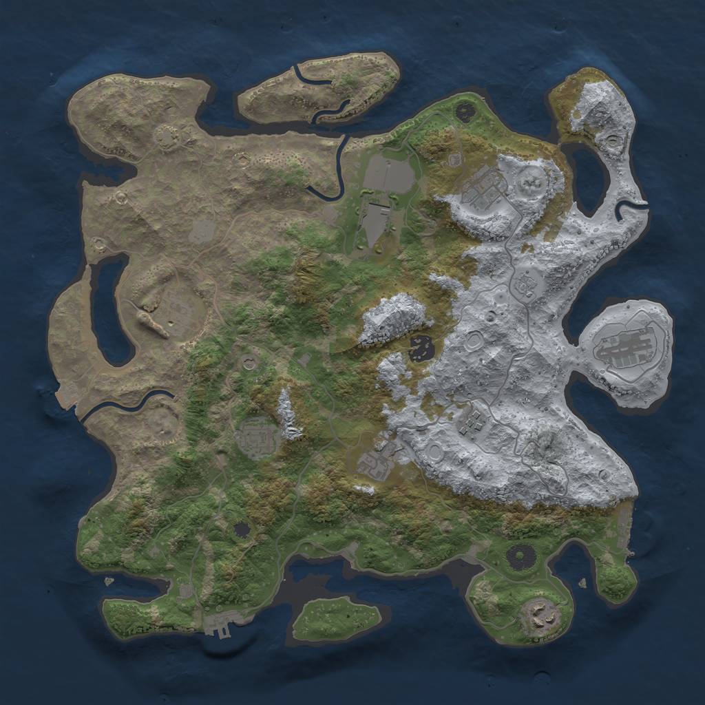 Rust Map: Procedural Map, Size: 3800, Seed: 3518624, 17 Monuments