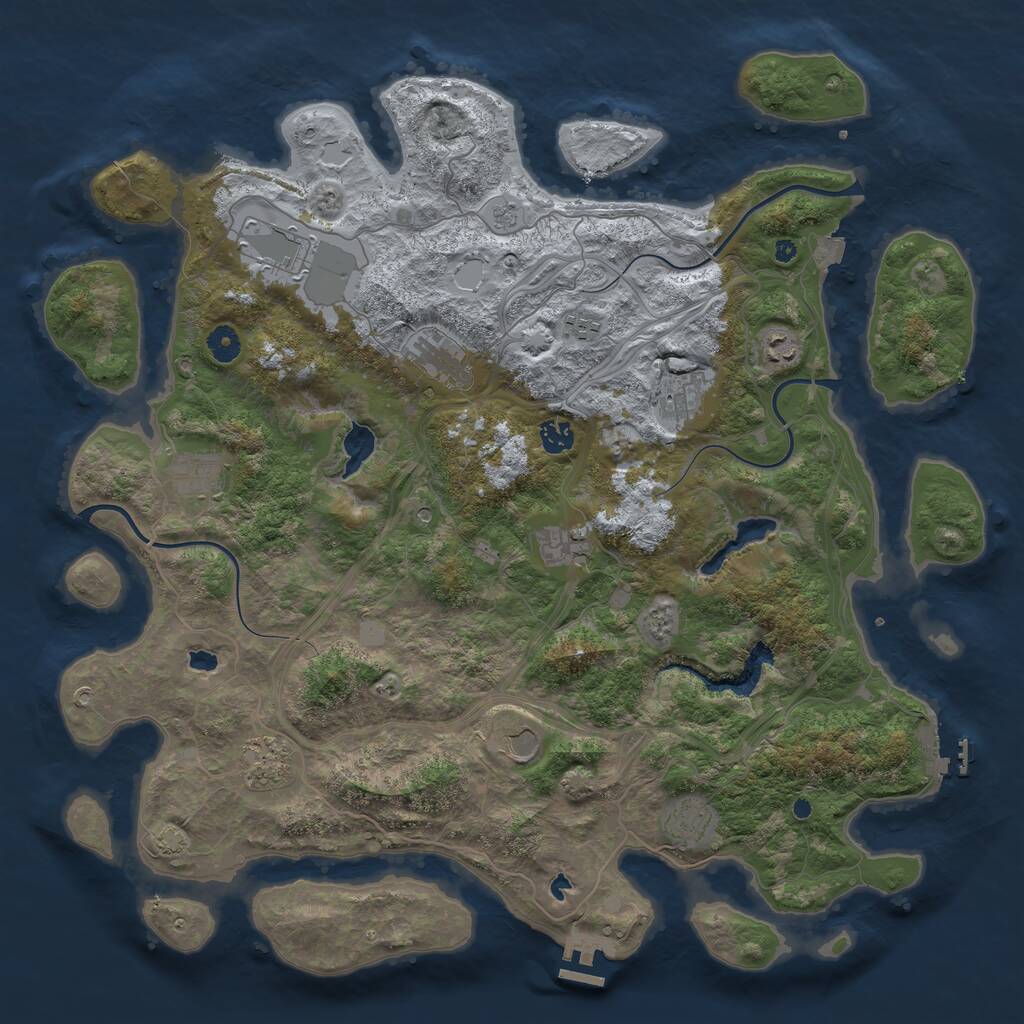 Rust Map: Procedural Map, Size: 4500, Seed: 1545422145, 17 Monuments