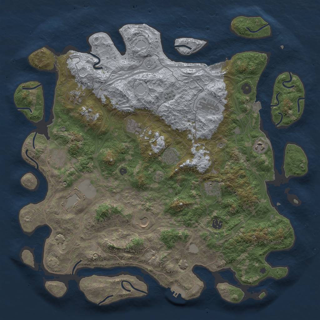 Rust Map: Procedural Map, Size: 4500, Seed: 1545422145, 19 Monuments