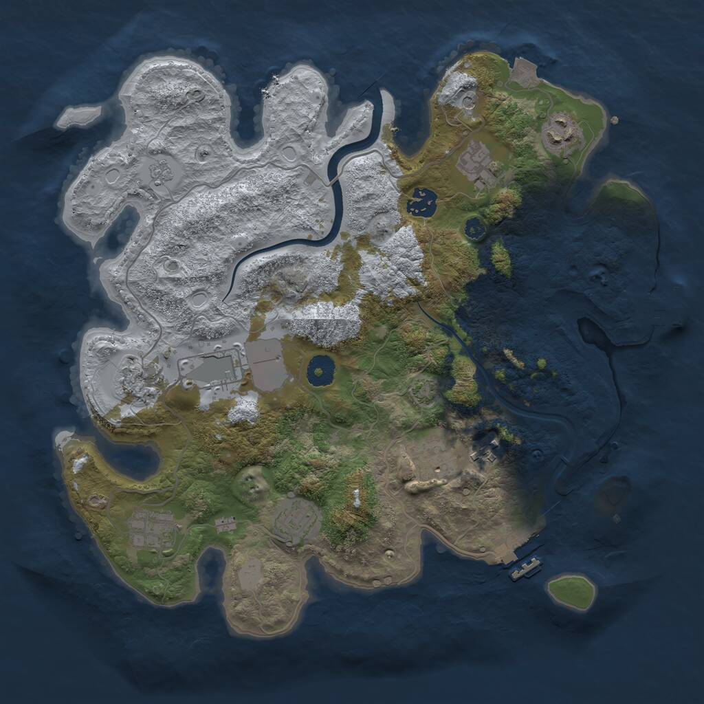 Rust Map: Procedural Map, Size: 3500, Seed: 44121351, 15 Monuments