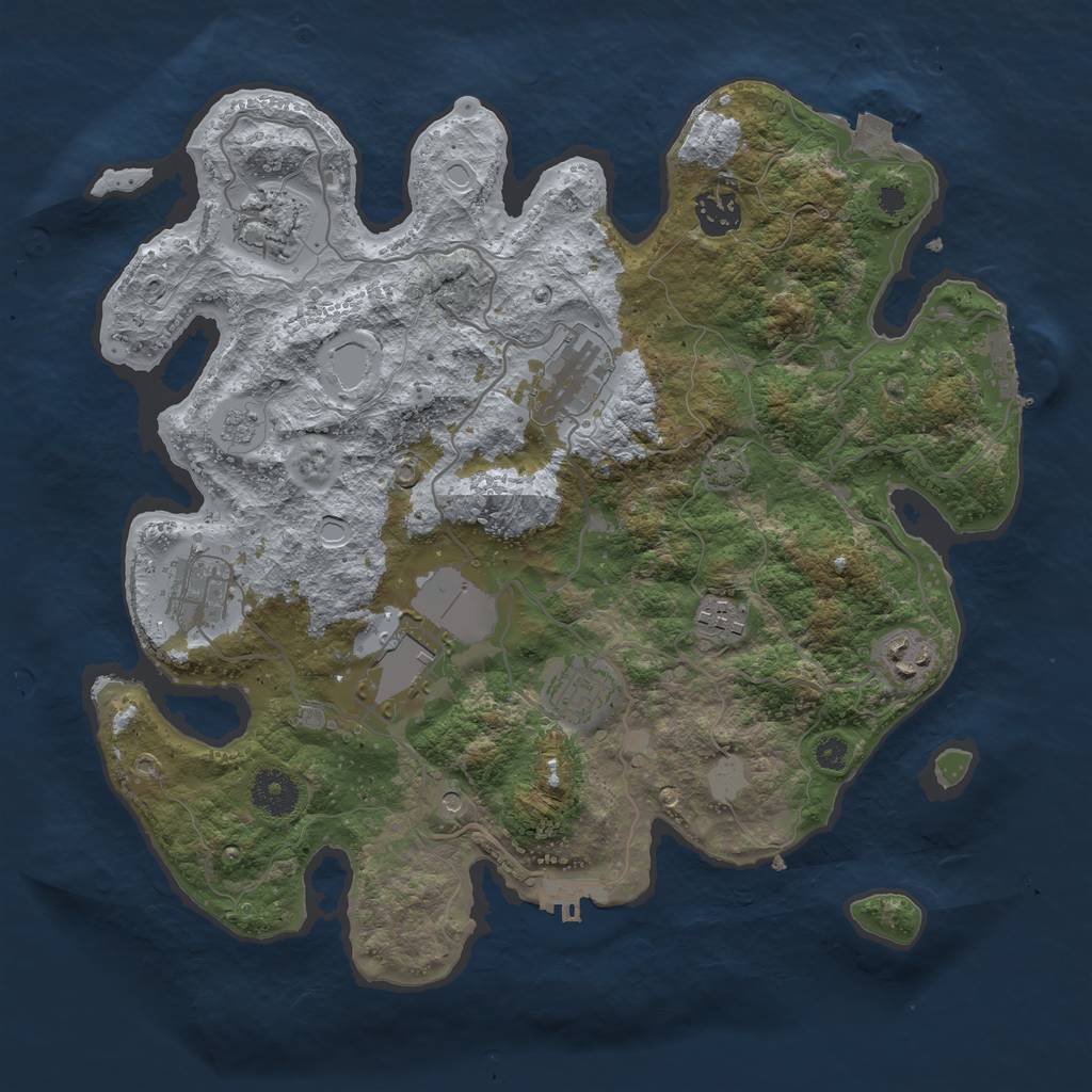 Rust Map: Procedural Map, Size: 3500, Seed: 44121351, 16 Monuments