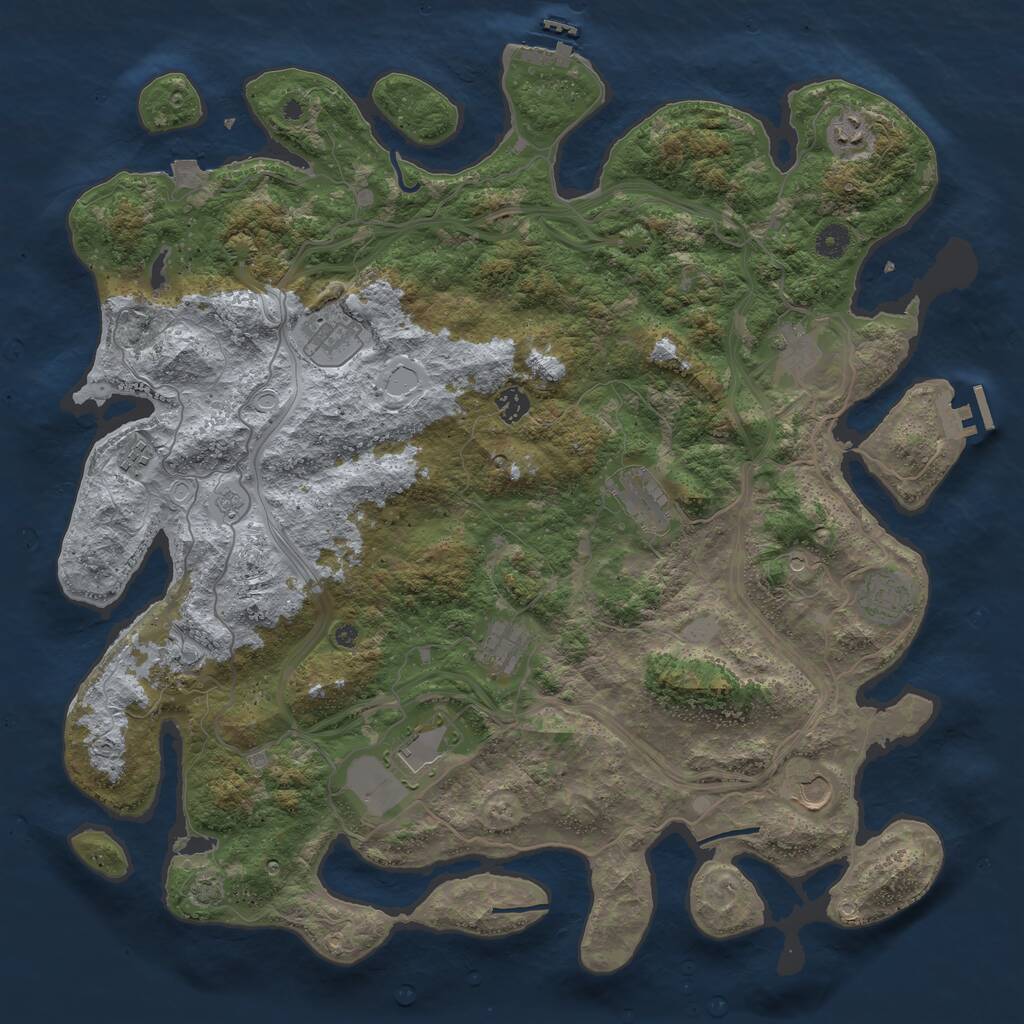 Rust Map: Procedural Map, Size: 4500, Seed: 467764546, 17 Monuments