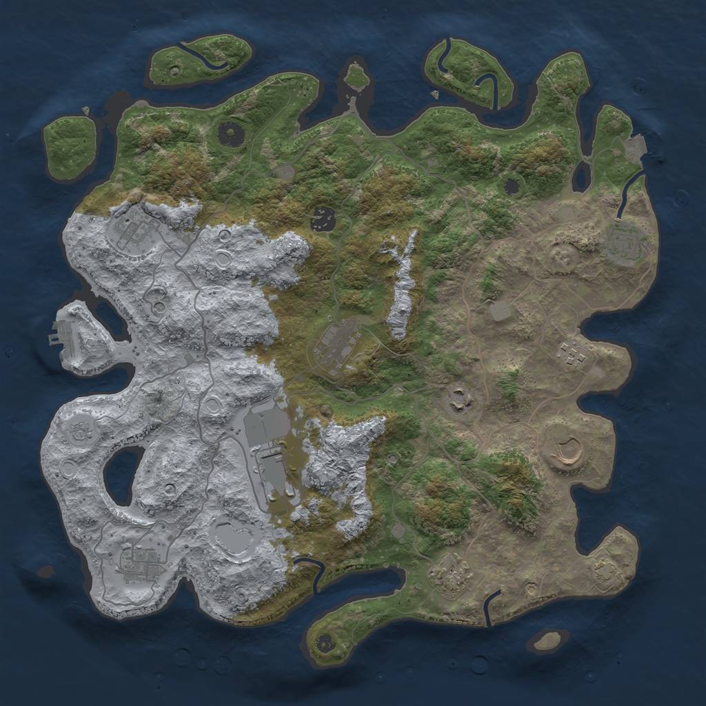 Rust Map: Procedural Map, Size: 4000, Seed: 1453053477, 17 Monuments