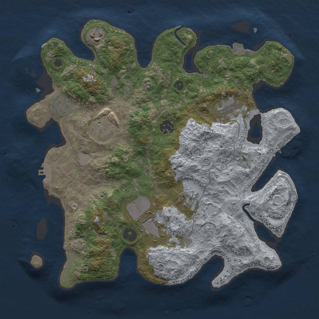 Rust Map: Procedural Map, Size: 3500, Seed: 3274809, 15 Monuments