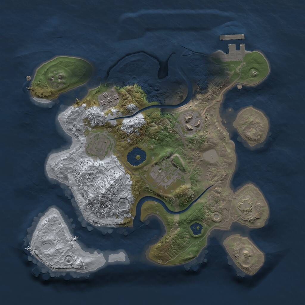Rust Map: Procedural Map, Size: 2500, Seed: 501672525, 7 Monuments