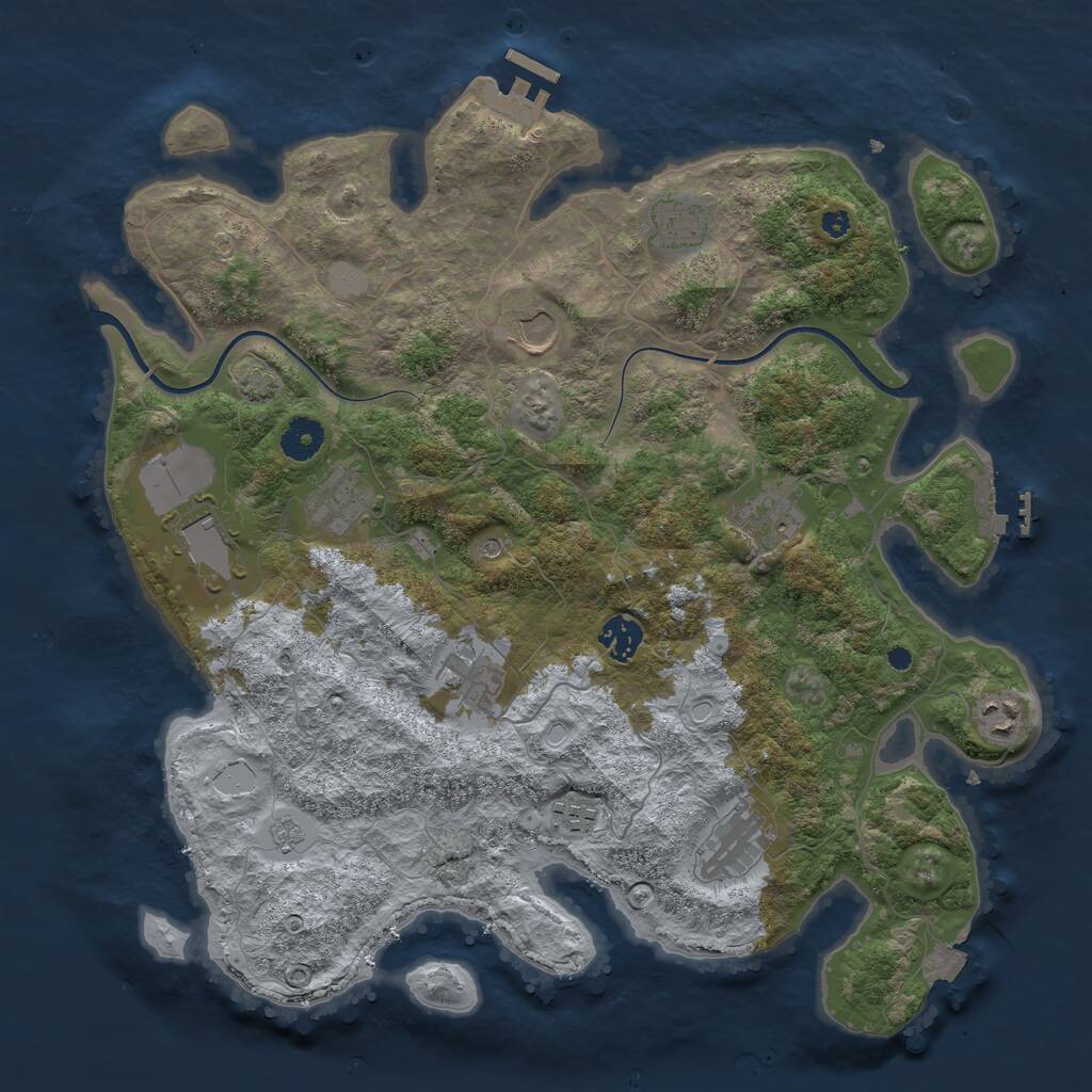 Rust Map: Procedural Map, Size: 3850, Seed: 67877604, 16 Monuments