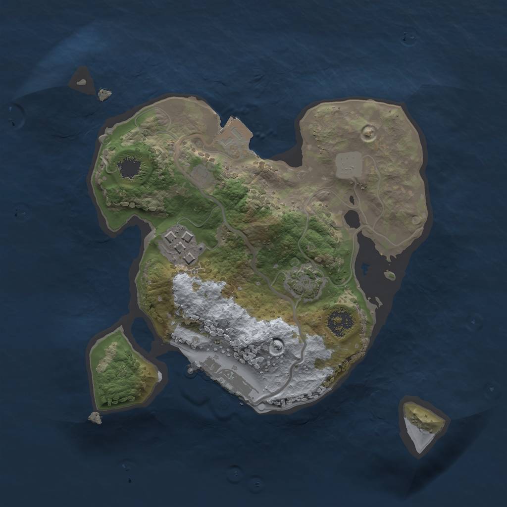 Rust Map: Procedural Map, Size: 2000, Seed: 607637395, 6 Monuments