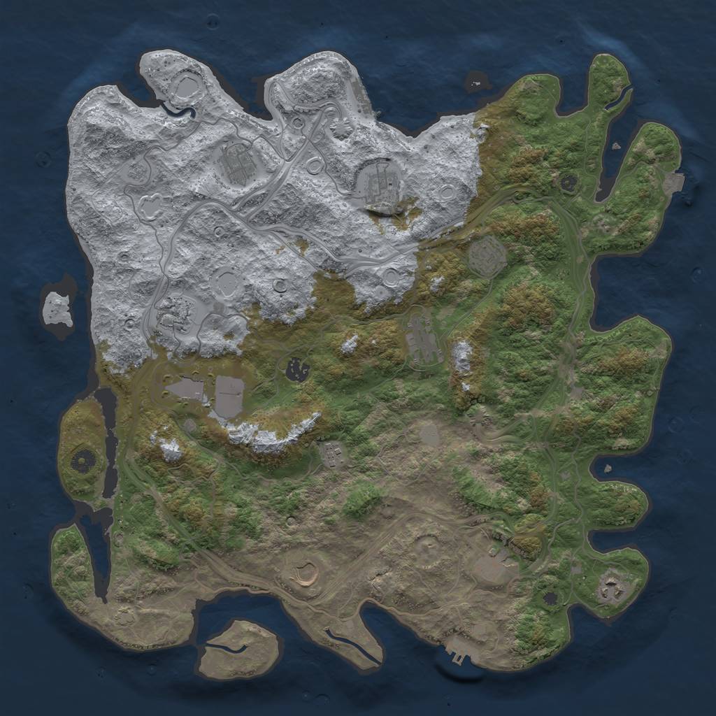 Rust Map: Procedural Map, Size: 4500, Seed: 50424, 19 Monuments
