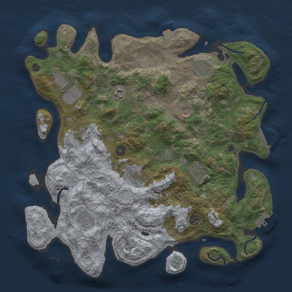 Rust Map: Procedural Map, Size: 4000, Seed: 1679725461, 18 Monuments