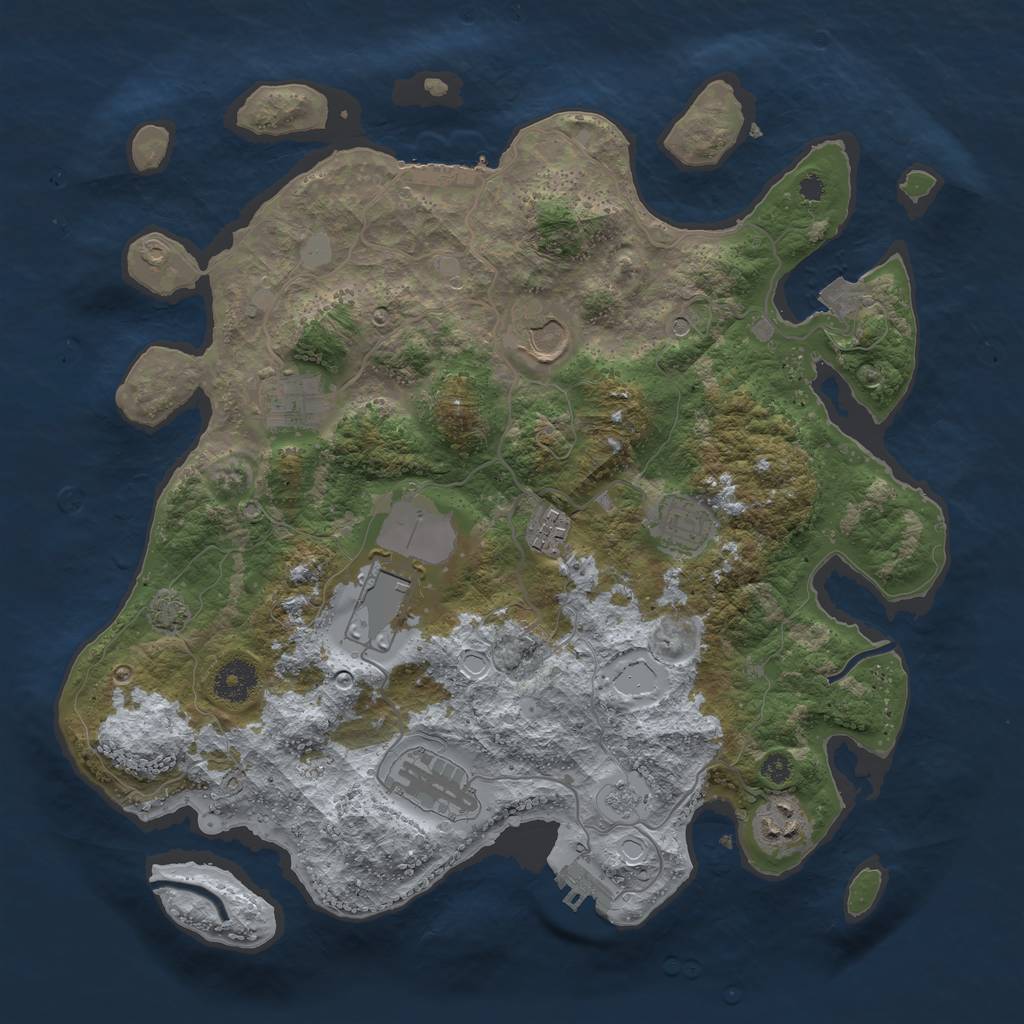 Rust Map: Procedural Map, Size: 3600, Seed: 44664, 15 Monuments