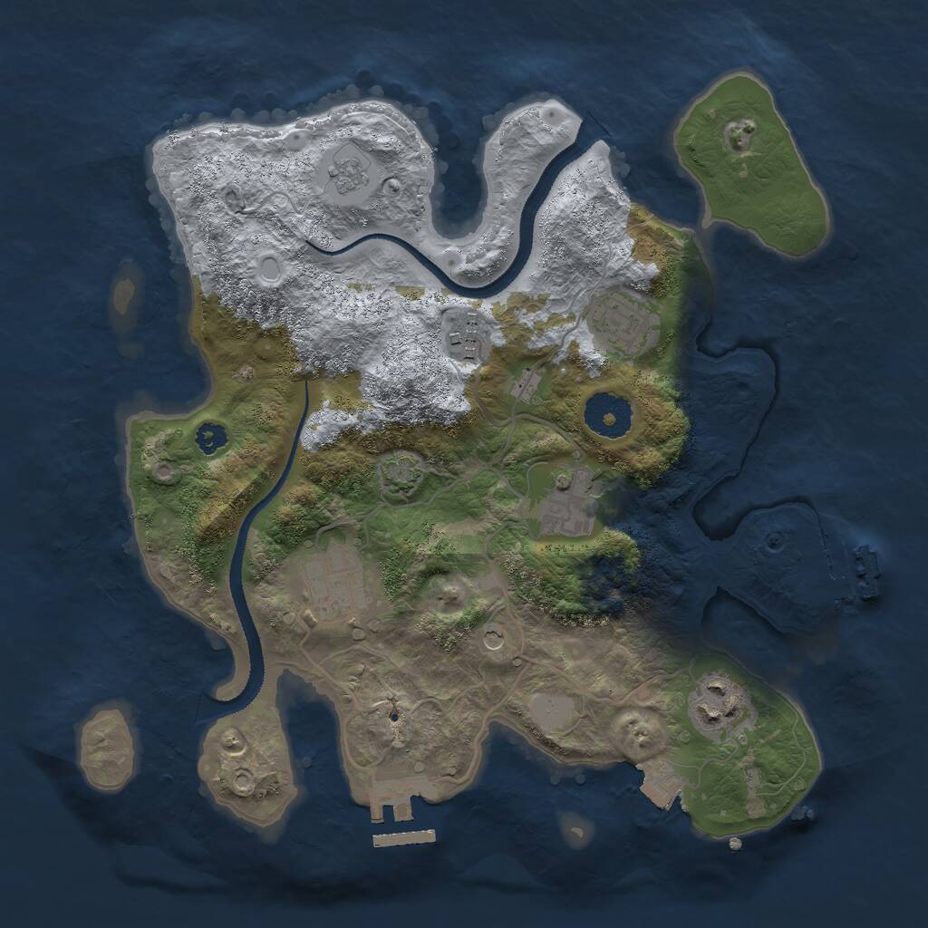 Rust Map: Procedural Map, Size: 3000, Seed: 2358555, 11 Monuments