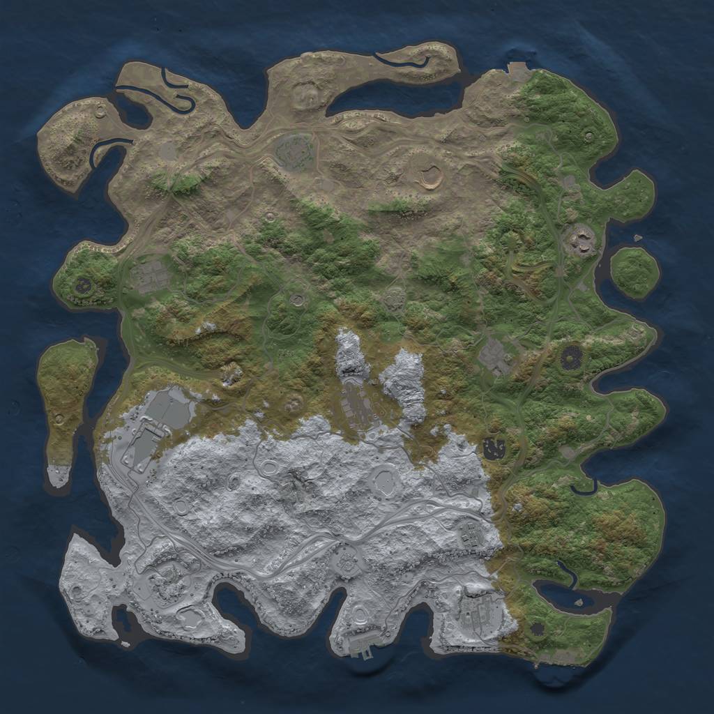 Rust Map: Procedural Map, Size: 4500, Seed: 1102750854, 19 Monuments