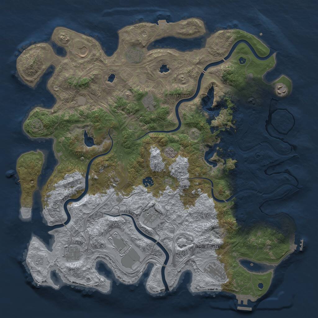 Rust Map: Procedural Map, Size: 4500, Seed: 1102750854, 17 Monuments