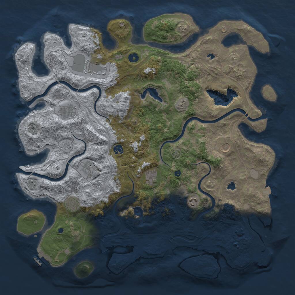 Rust Map: Procedural Map, Size: 4500, Seed: 2145327627, 15 Monuments