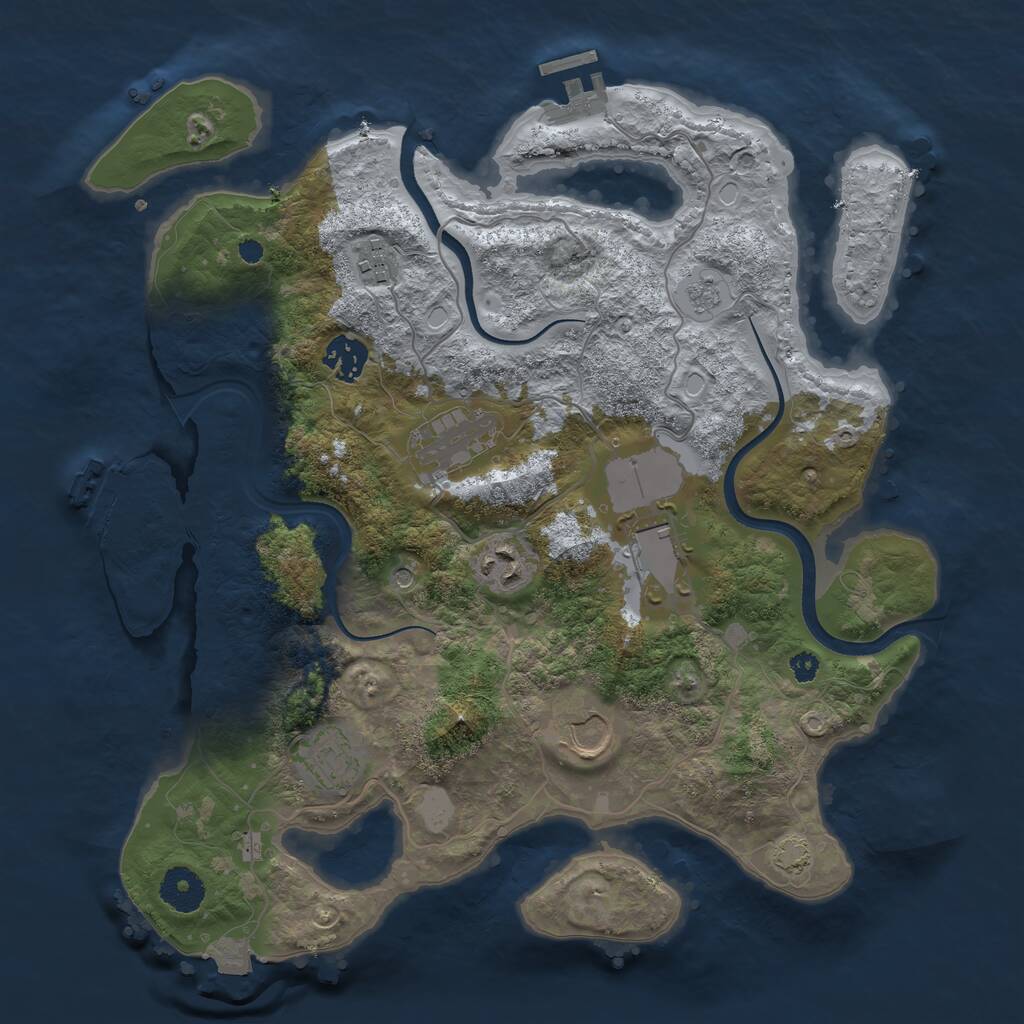 Rust Map: Procedural Map, Size: 3500, Seed: 839630860, 13 Monuments