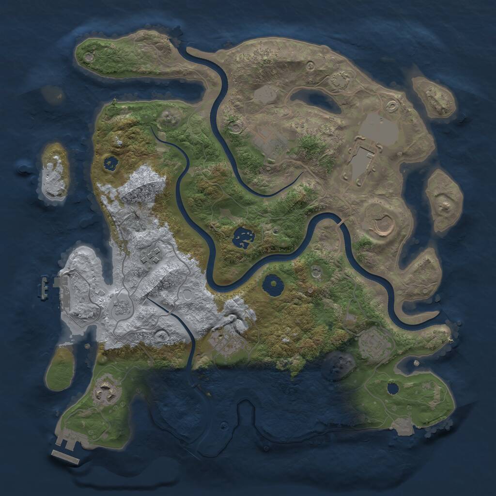 Rust Map: Procedural Map, Size: 3500, Seed: 801453284, 14 Monuments