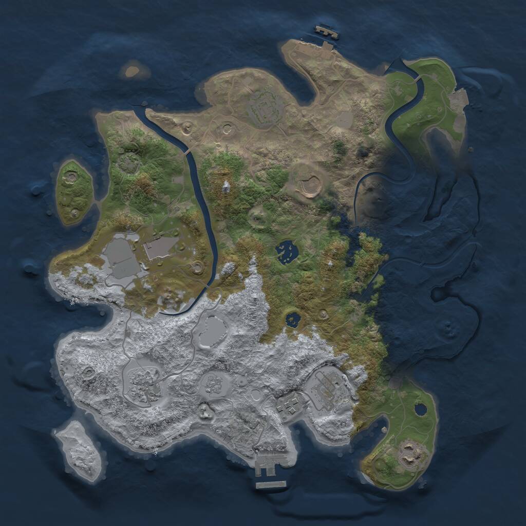 Rust Map: Procedural Map, Size: 3500, Seed: 337177287, 14 Monuments