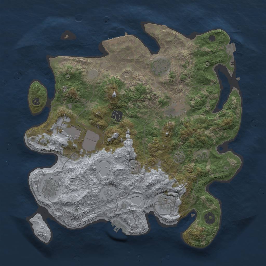 Rust Map: Procedural Map, Size: 3500, Seed: 337177287, 15 Monuments