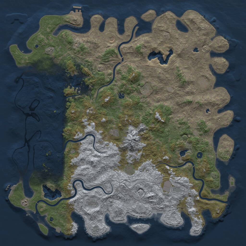 Rust Map: Procedural Map, Size: 6000, Seed: 314536612, 17 Monuments