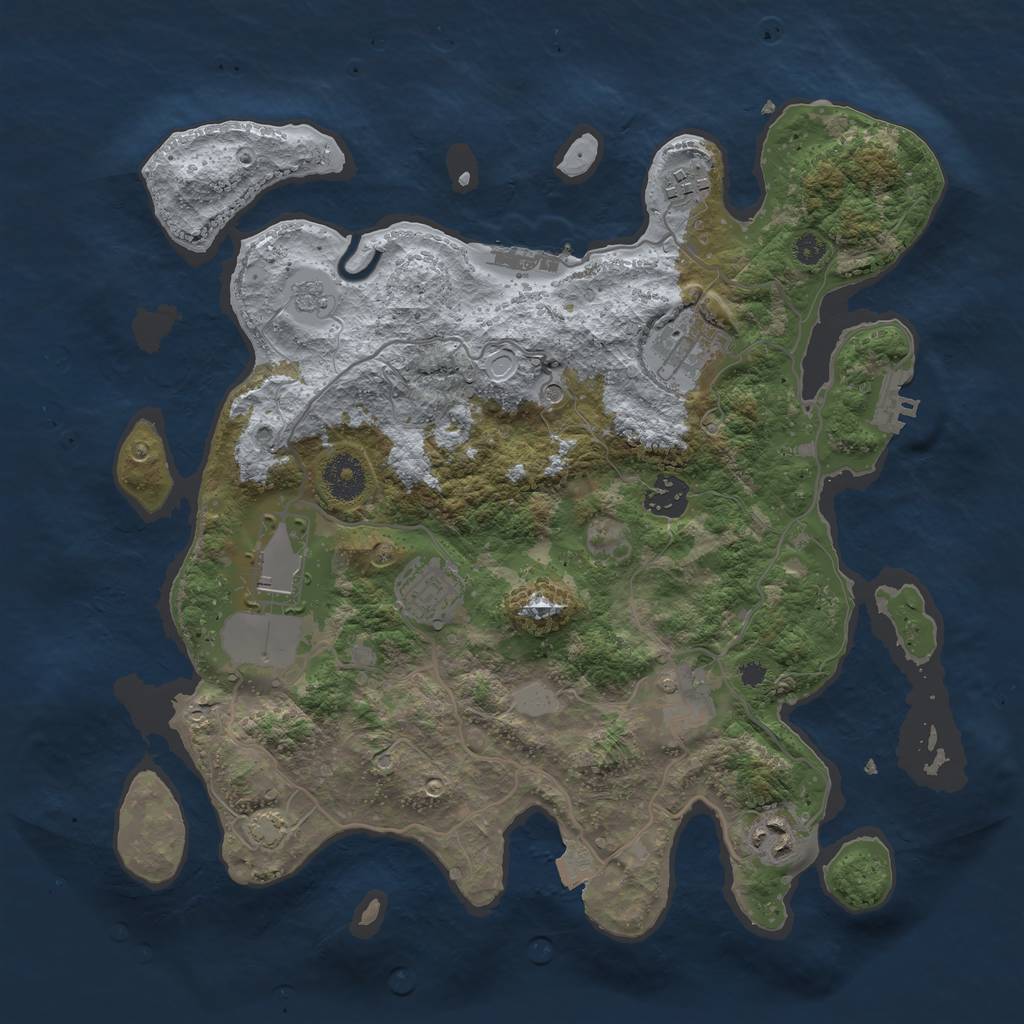Rust Map: Procedural Map, Size: 3500, Seed: 129624214, 15 Monuments