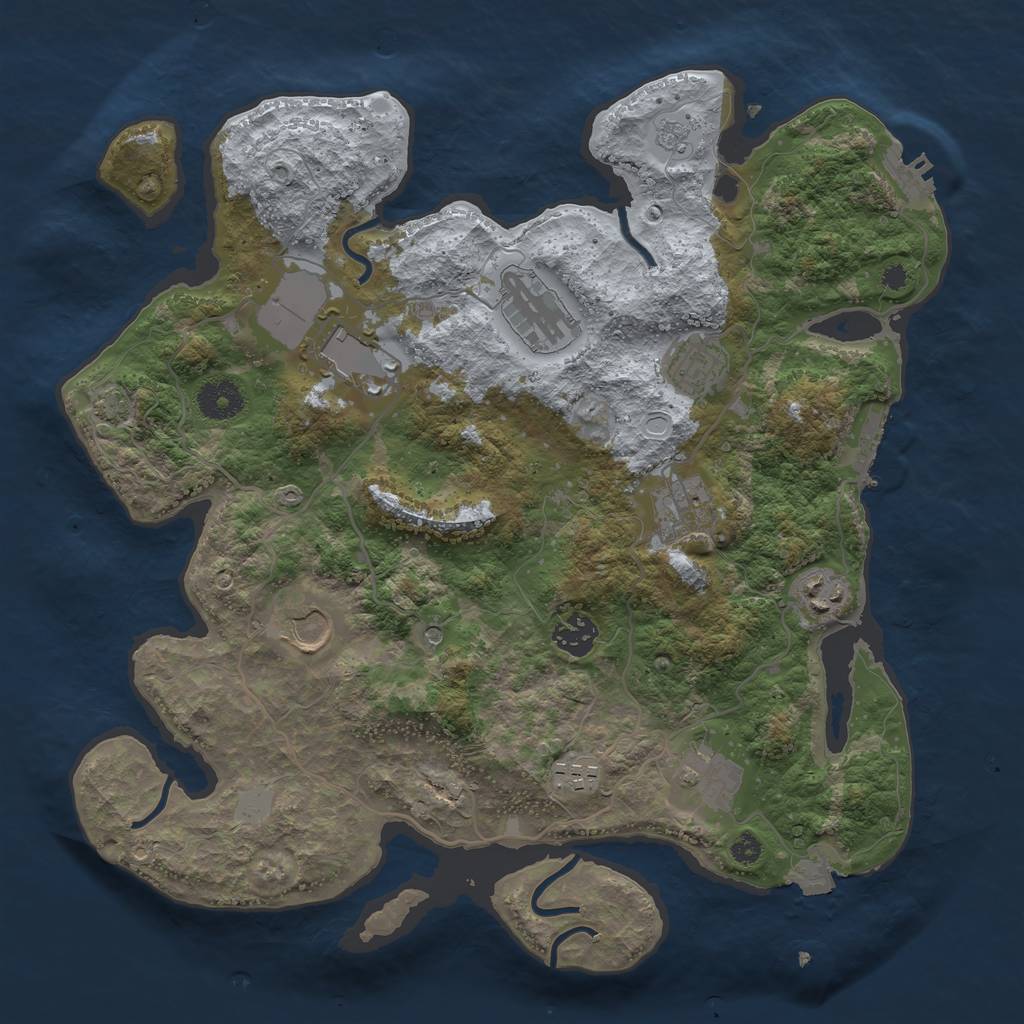 Rust Map: Procedural Map, Size: 3600, Seed: 605727268, 17 Monuments
