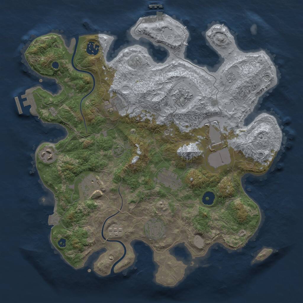 Rust Map: Procedural Map, Size: 3500, Seed: 67877845, 15 Monuments