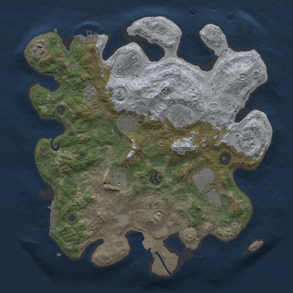 Rust Map: Procedural Map, Size: 3500, Seed: 67877845, 17 Monuments