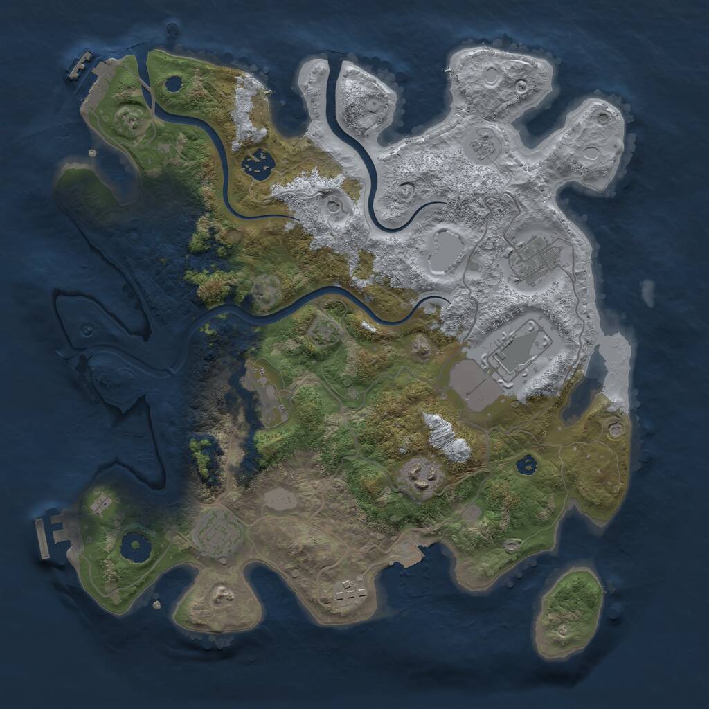 Rust Map: Procedural Map, Size: 3500, Seed: 408729103, 13 Monuments