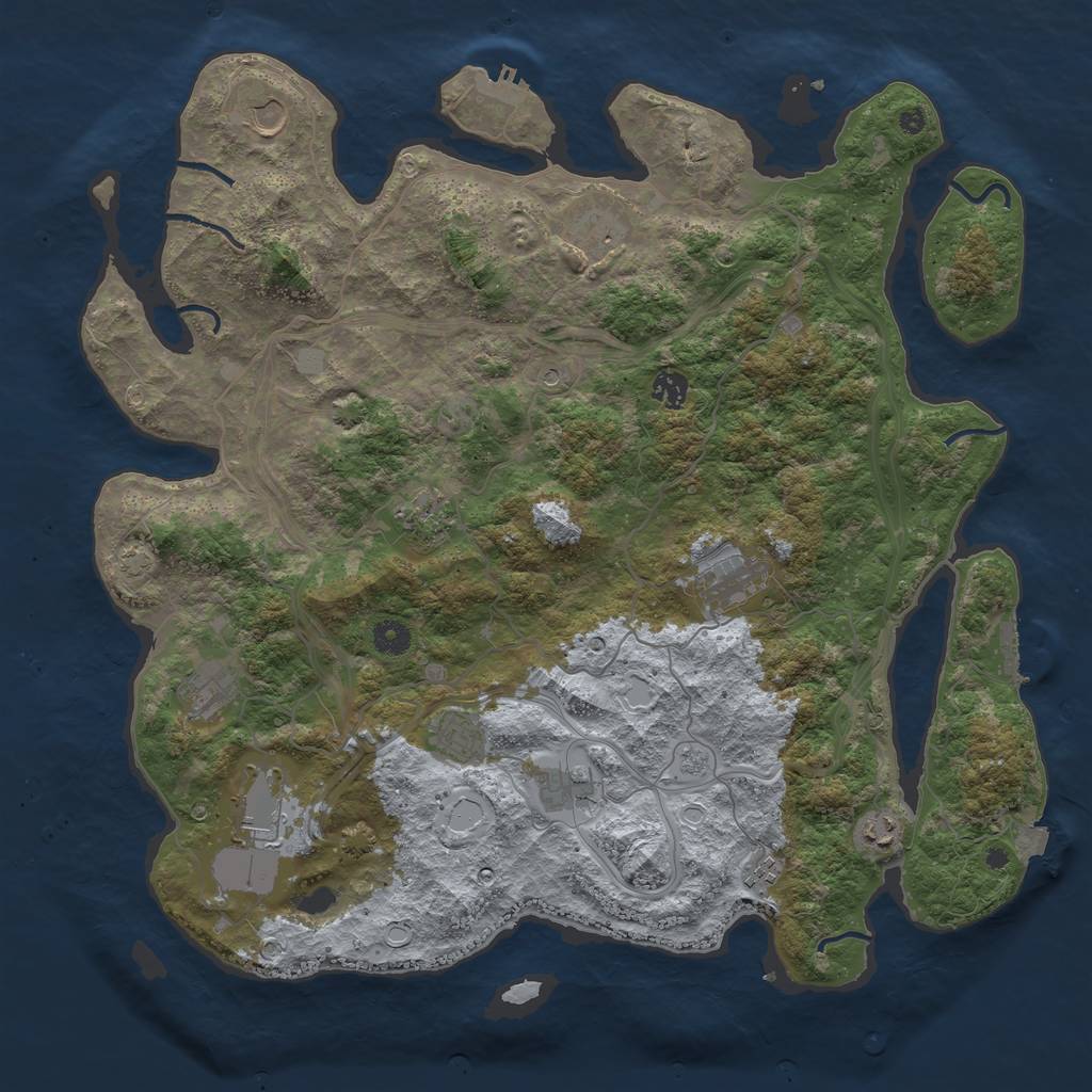 Rust Map: Procedural Map, Size: 4400, Seed: 538434521, 19 Monuments