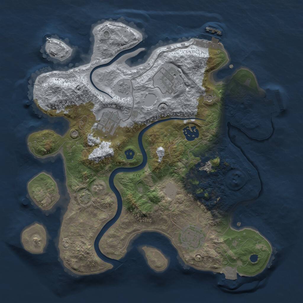 Rust Map: Procedural Map, Size: 3000, Seed: 847752477, 11 Monuments