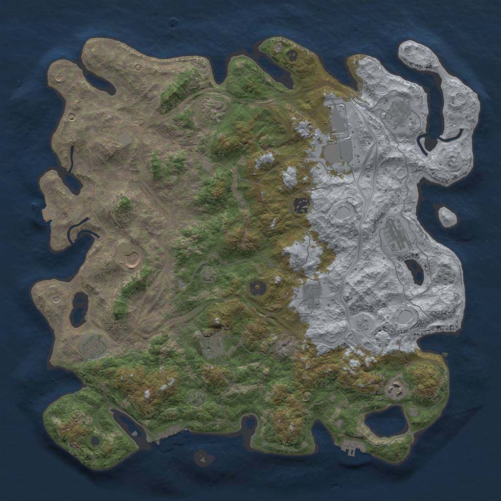 Rust Map: Procedural Map, Size: 4500, Seed: 435795839, 19 Monuments