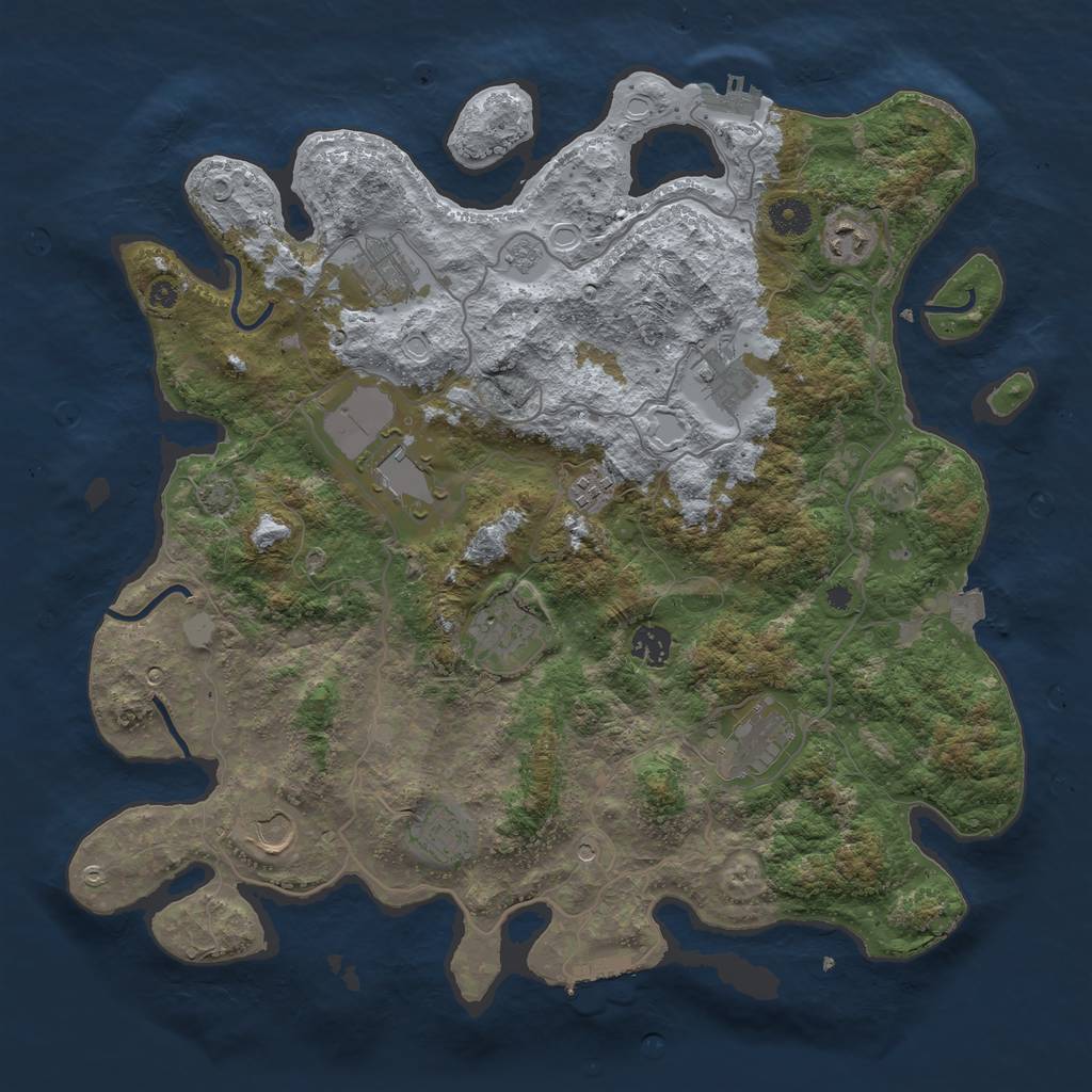 Rust Map: Procedural Map, Size: 4000, Seed: 8741253, 18 Monuments